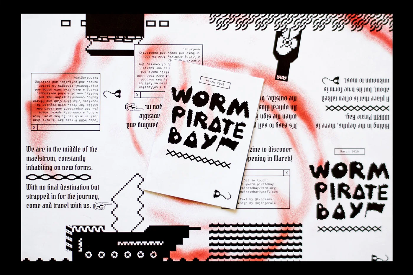Fold-up zine for WORM Pirate Bay.
