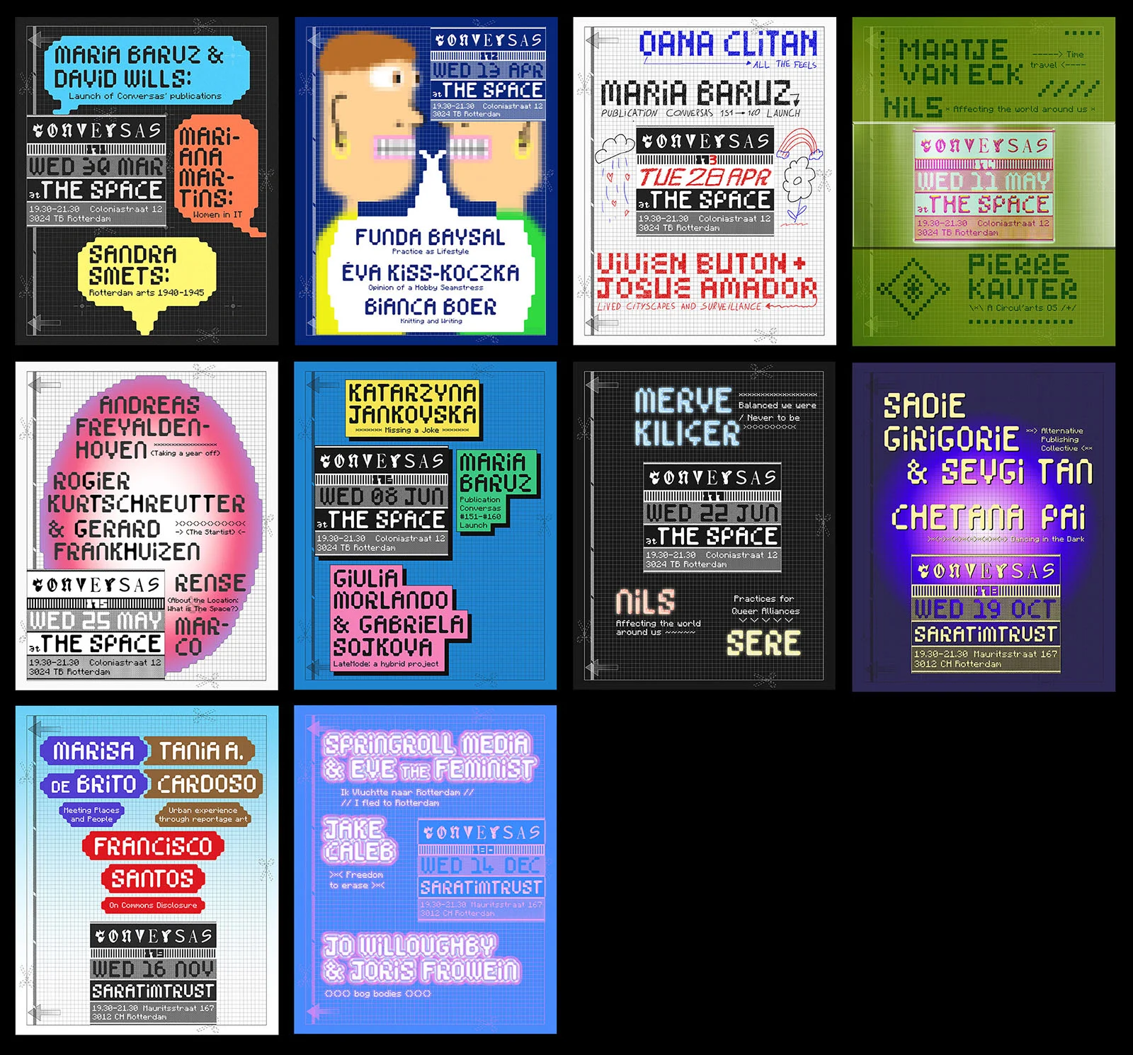 Grid view of 10 event posters.